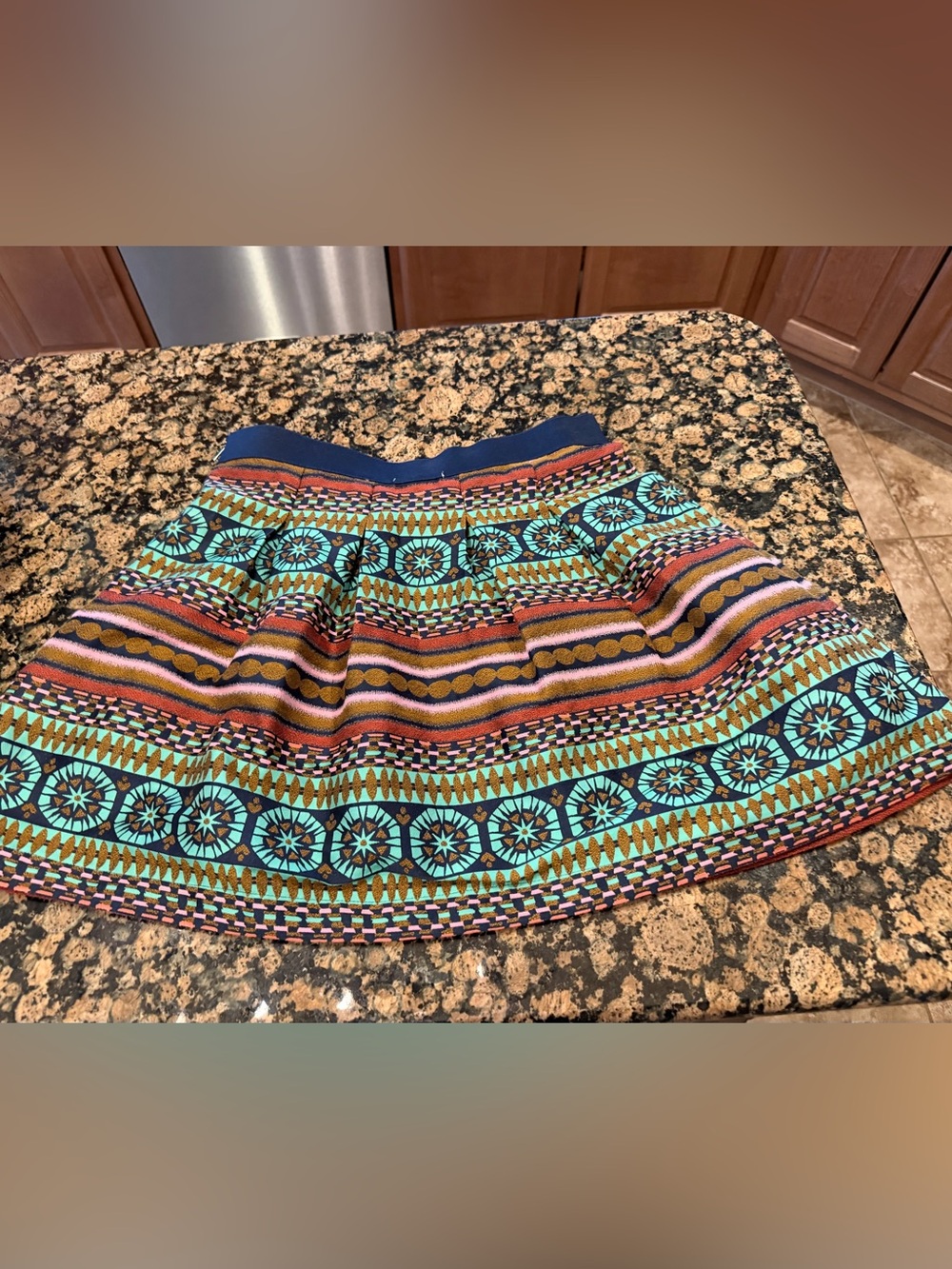 Nomad Multicolor Aztec Circle Skater Skirt with Turquoise Accents